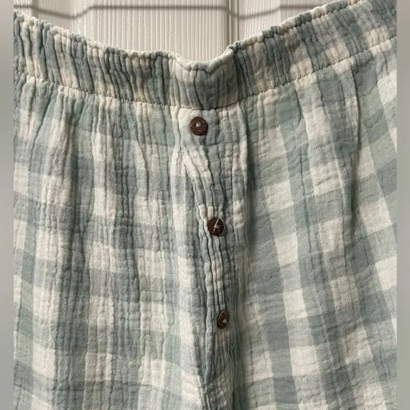 NWT: FREE PEOPLE Sunday Morning Boxer Aqua Gingham Size Large - Picture 5 of 9